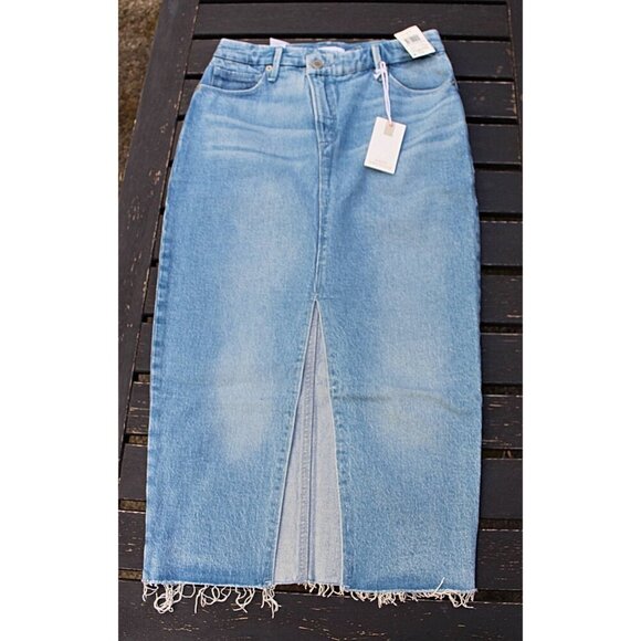 New w/Tags - Good American Crossover Denim Jeans Midi Skirt - WAY OVERSIZED - Picture 7 of 12
